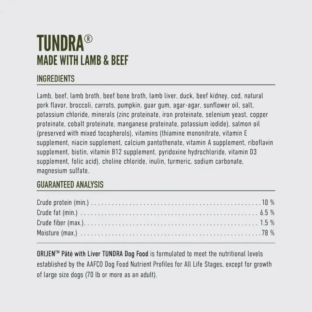 ORIJEN Adult High - Protein Tundra Pate with Liver Wet Dog Food - Talis Us
