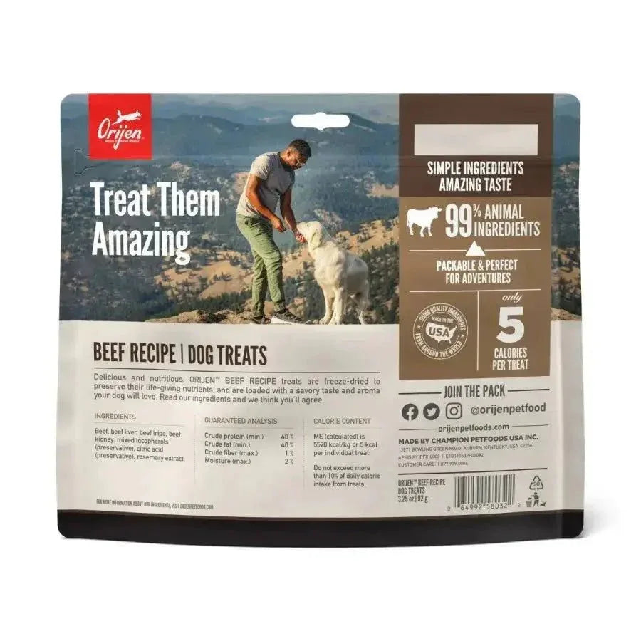 ORIJEN Ranch - Raised Beef Grain - Free Freeze - Dried Dog Treats 3.25 oz - Talis Us