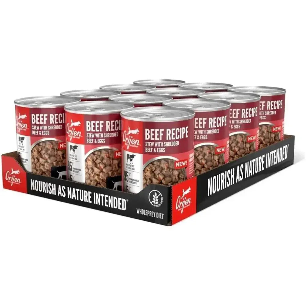 ORIJEN Real Meat Shreds Beef & Eggs Recipe Stew Grain - Free Wet Dog Food 12ea/12.8 oz - Talis Us