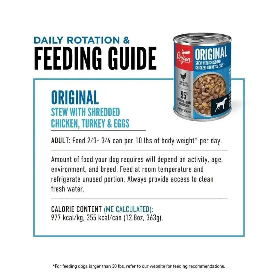 ORIJEN Real Meat Shreds Chicken, Turkey & Eggs Recipe Stew Grain - Free Wet Dog Food 12ea/12.8 oz - Talis Us