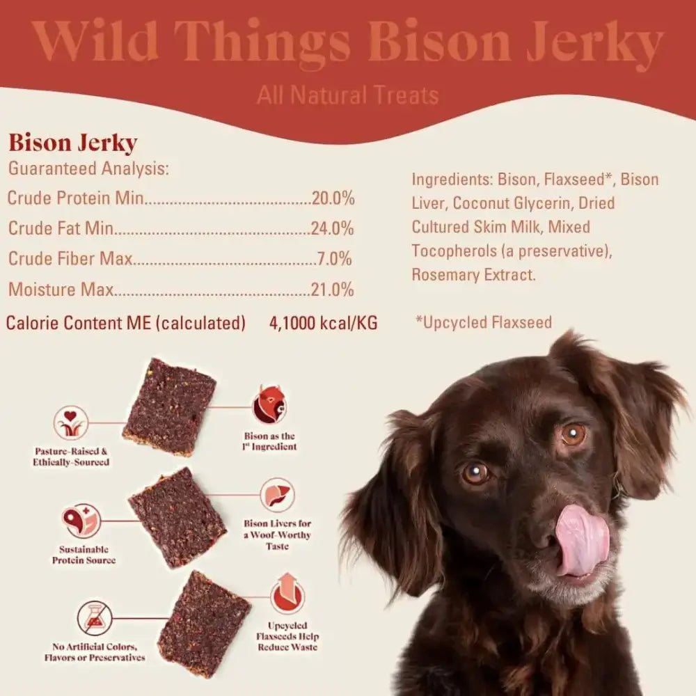 OTIS Wild Things Grass - Fed Bison Jerky Dog Treats 4oz - Talis Us