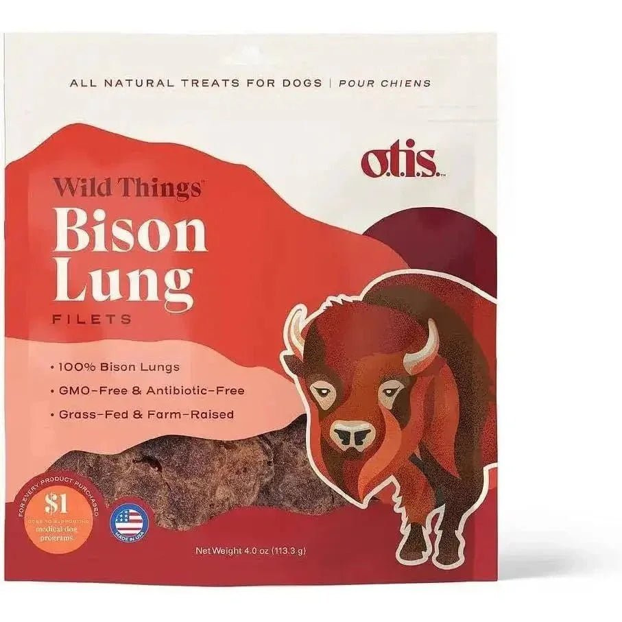 OTIS Wild Things Grass - Fed Bison Lung Filets Dog Treats 4oz - Talis Us