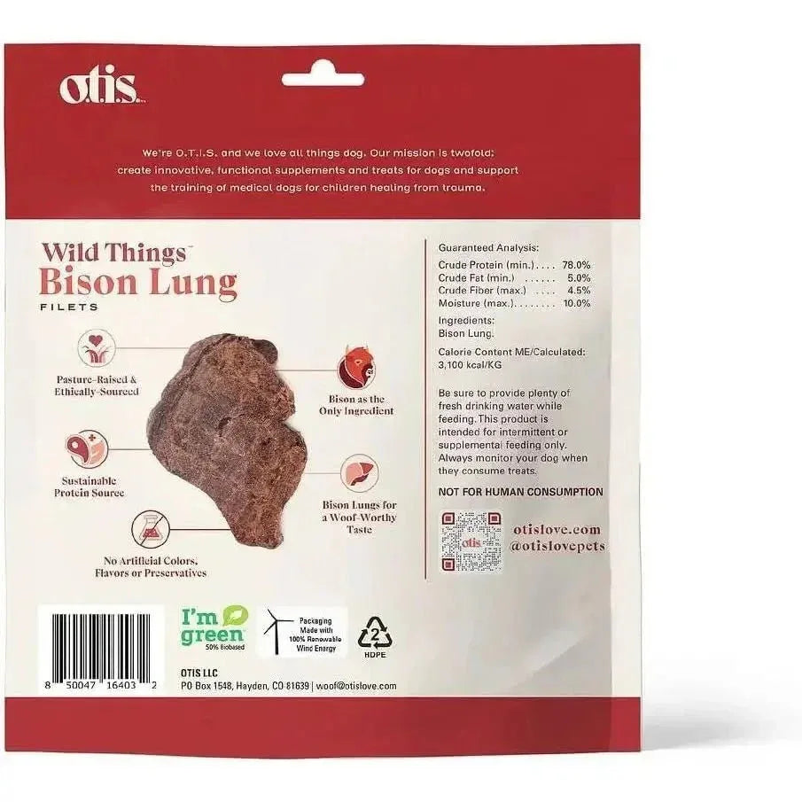 OTIS Wild Things Grass - Fed Bison Lung Filets Dog Treats 4oz - Talis Us