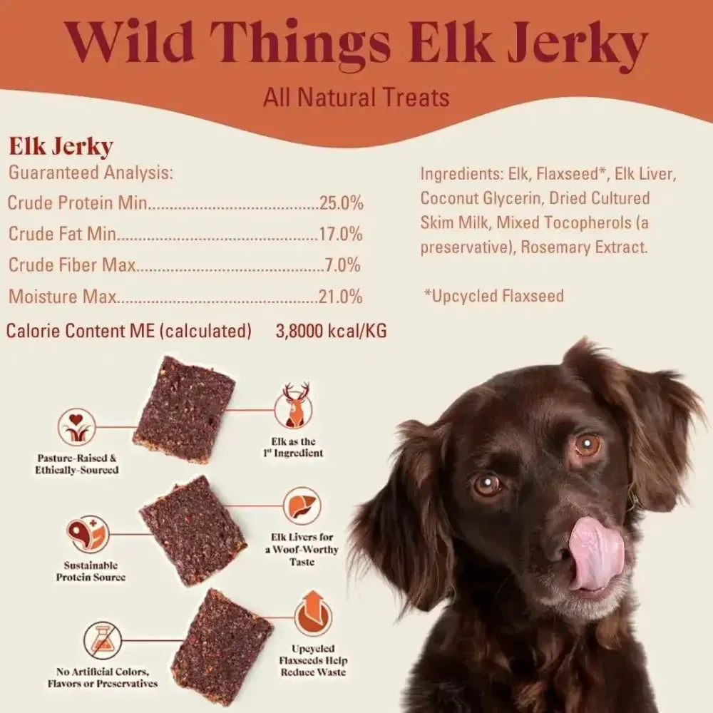 OTIS Wild Things Grass - Fed Elk Jerky Dog Treats - Talis Us
