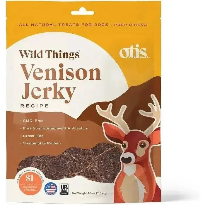 OTIS Wild Things Grass - Fed Venison Jerky Dog Treats 4oz - Talis Us