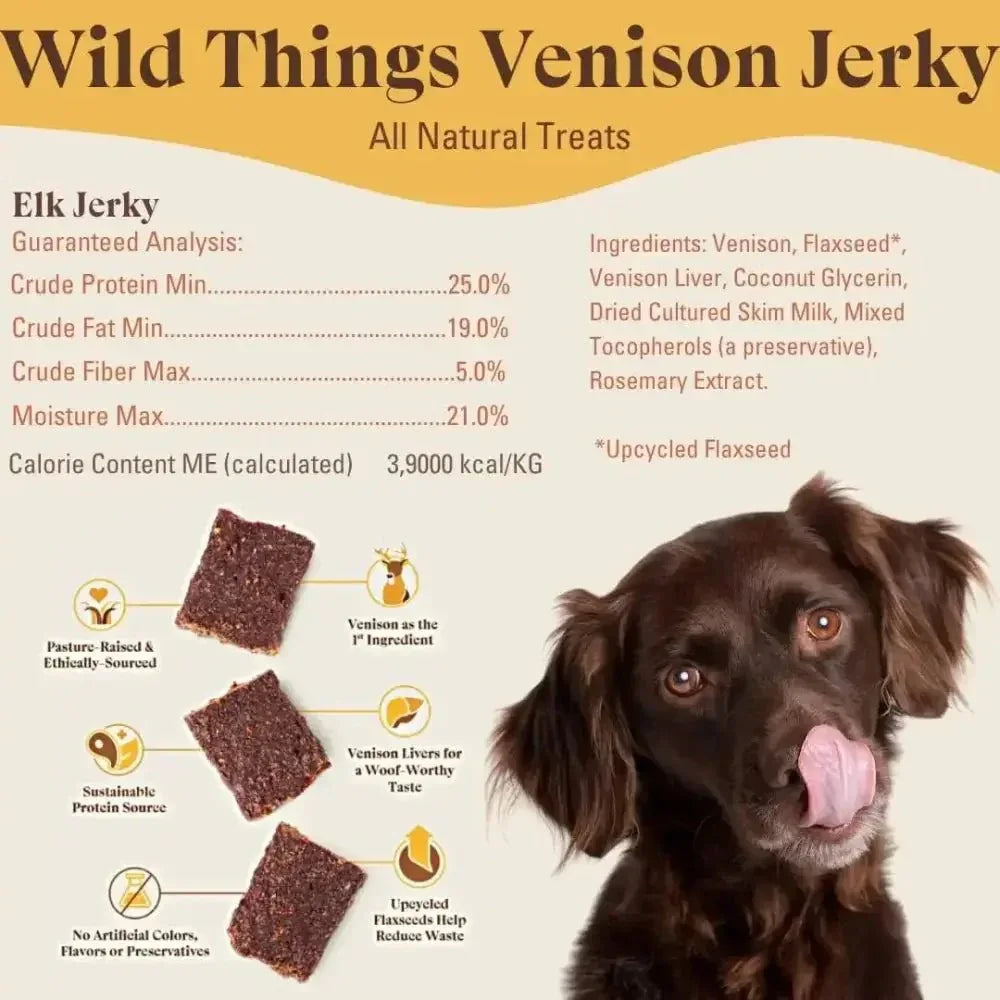 OTIS Wild Things Grass - Fed Venison Jerky Dog Treats 4oz - Talis Us