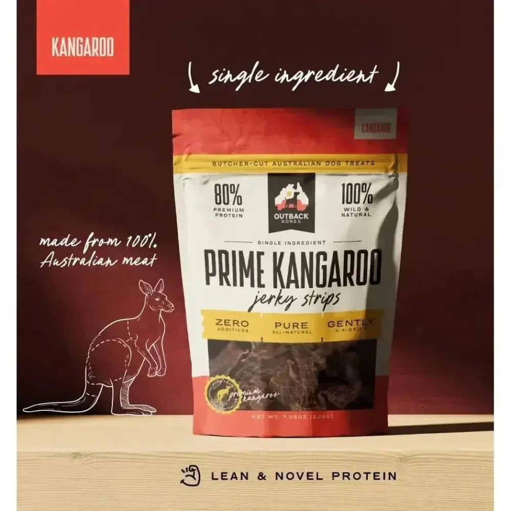 Outback Bones Kangaroo Jerky Strips Dog Treats - Pure Protein 7.05 oz - Talis Us