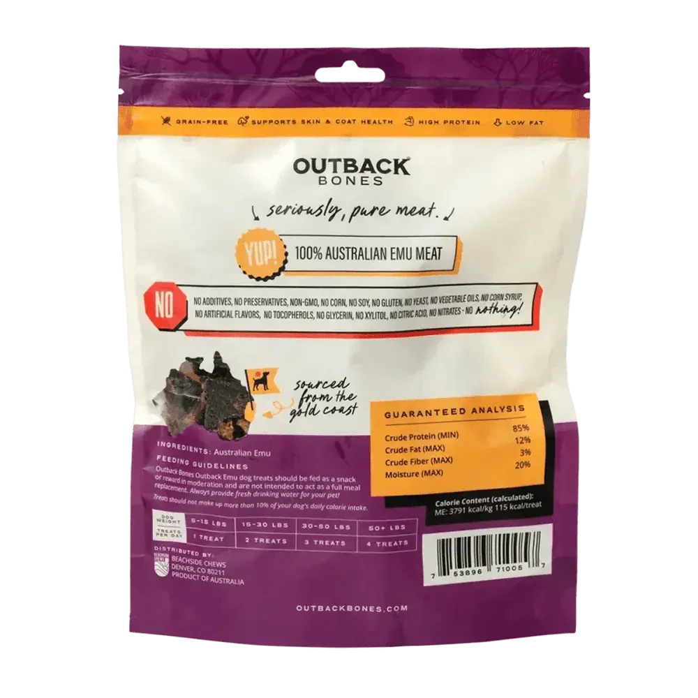 Outback Bones Natural Emu Jerky Strips for Dogs 7.05 oz - Talis Us