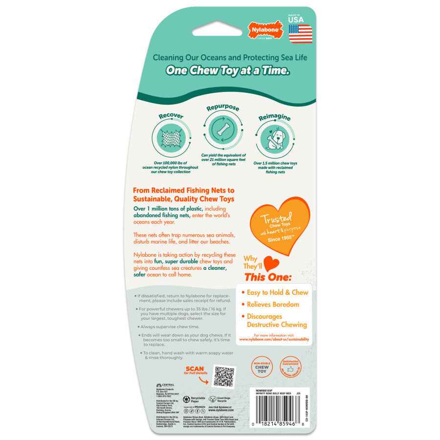 Nylabone Power Chew Love Our Oceans Infinity Braid Bone Dog Chew Toy