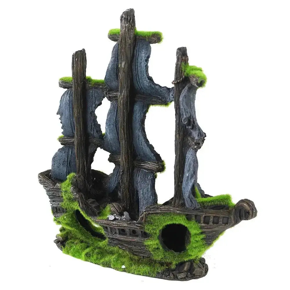 Penn Plax Pirate Ship with Moss Aquatic Decor - Talis Us