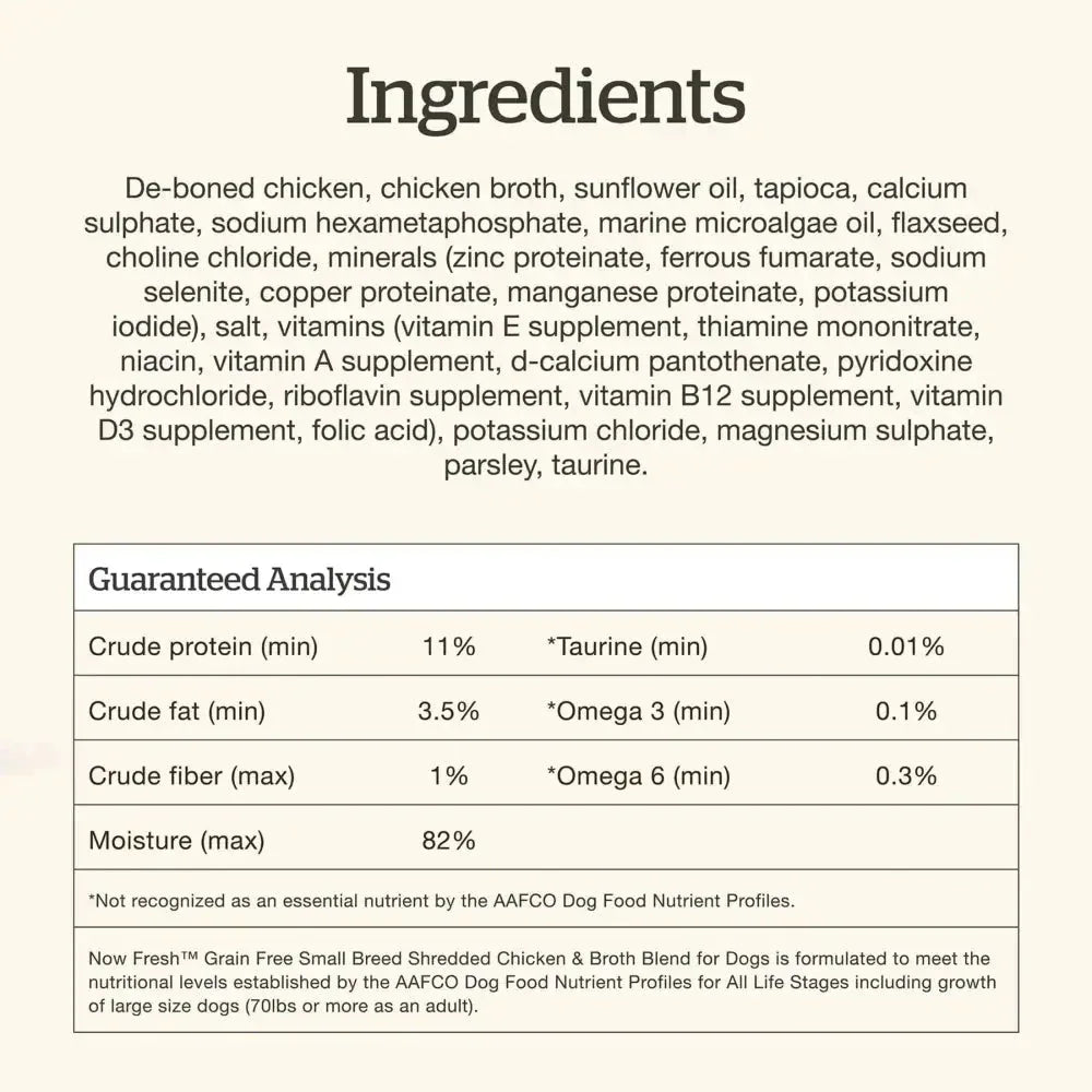 Petcurean Now Fresh Chicken & Broth Grain Free Wet Dog Food for Small Breeds 24ea/2.8 oz - Talis Us