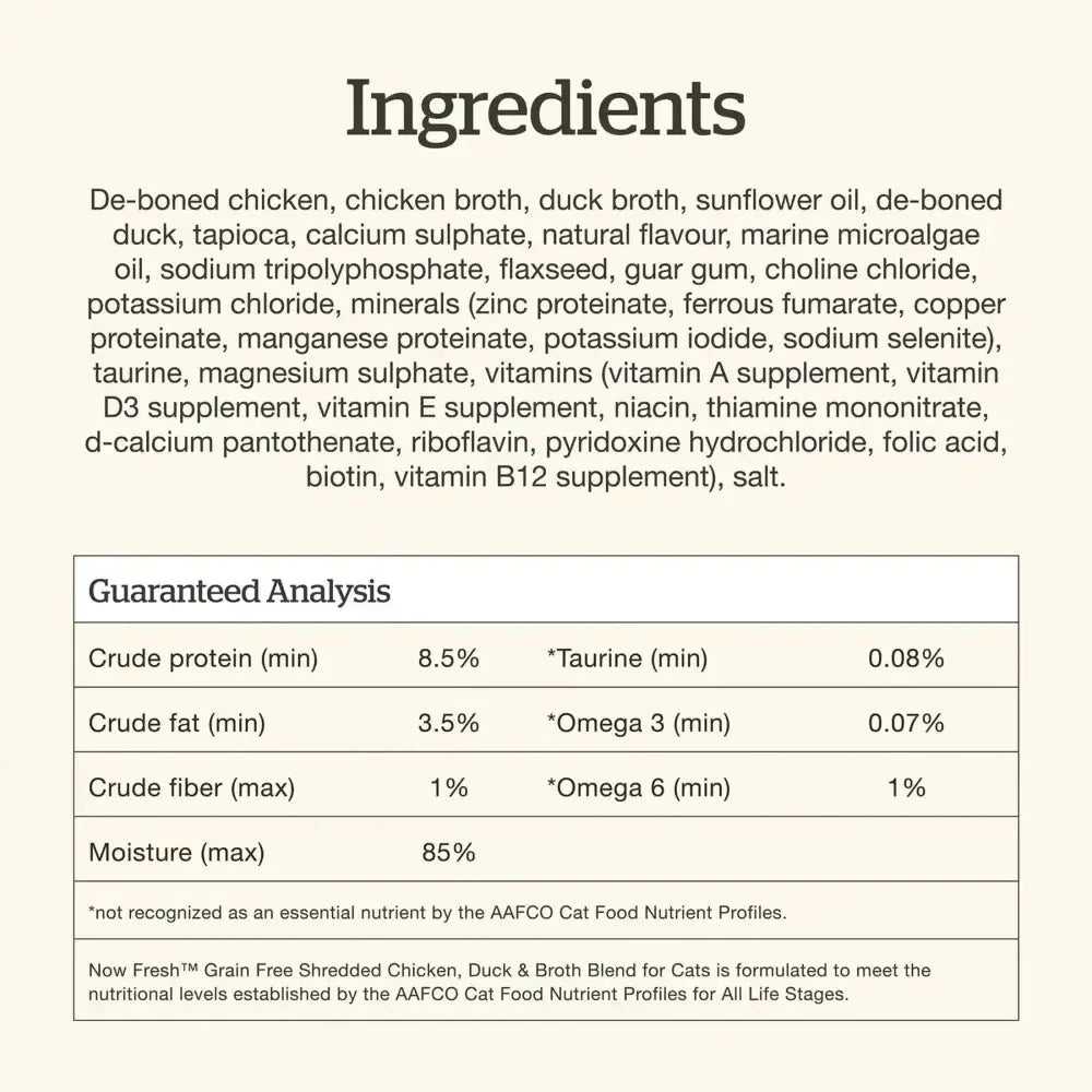 Petcurean Now Fresh Chicken, Duck & Broth Grain Free Wet Cat Food 24ea/2.5 oz - Talis Us