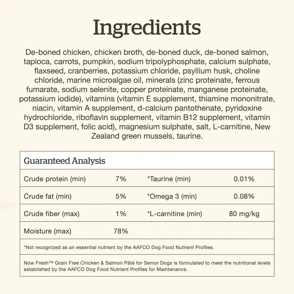 Petcurean Now Fresh Chicken & Salmon Grain Free Senior Wet Dog Food 24ea/2.8 oz - Talis Us