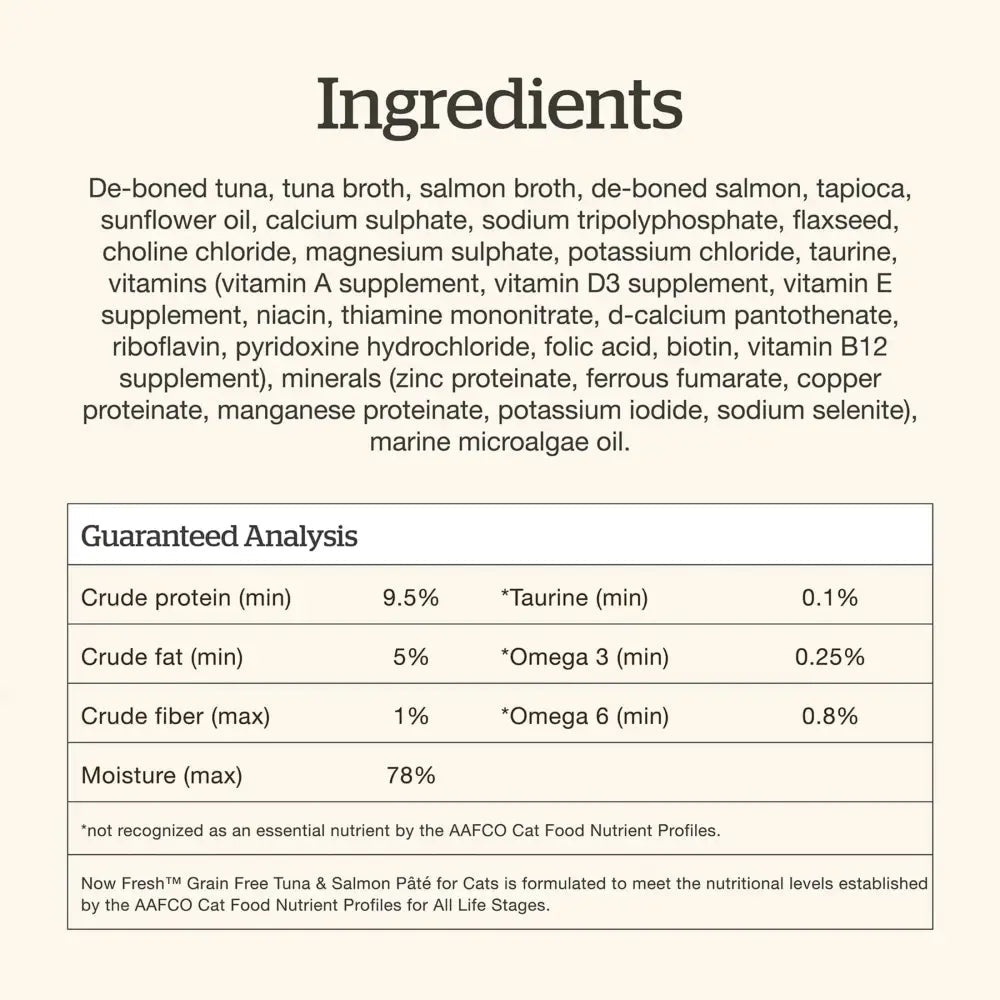 Petcurean Now Fresh Grain - Free Tuna and Salmon Wet Cat Food 24ea/2.5 oz - Talis Us