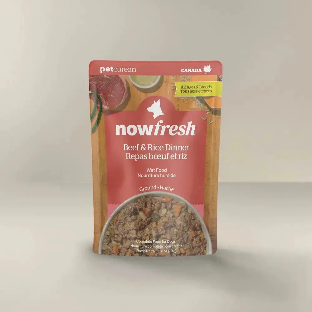 Petcurean Now Fresh Ground Beef & Rice Wet Dog Food with Grains 24ea/2.8 oz - Talis Us