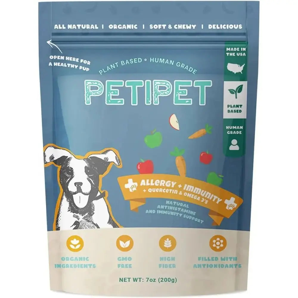 PETIPET Allergy + Immunity with Quercetin & Omega 3 Apple & Carrot Flavored Soft Chew Allergy Supplement for Dogs 7oz - Talis Us