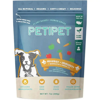 PETIPET Allergy + Immunity with Quercetin & Omega 3 Apple & Carrot Flavored Soft Chew Allergy Supplement for Dogs 7oz - Talis Us