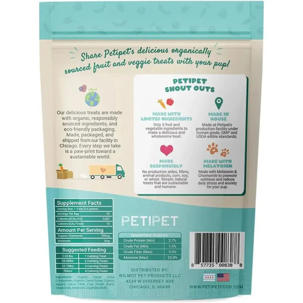PETIPET Calming Bites with Melatonin + Chamomile Apple & Carrot Flavored Soft Chew Calming Supplement for Dogs 7oz - Talis Us