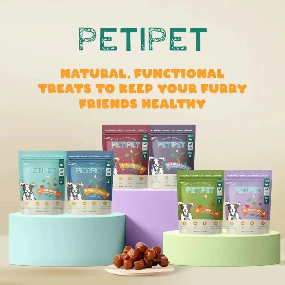 PETIPET Calming Bites with Melatonin + Chamomile Apple & Carrot Flavored Soft Chew Calming Supplement for Dogs 7oz - Talis Us
