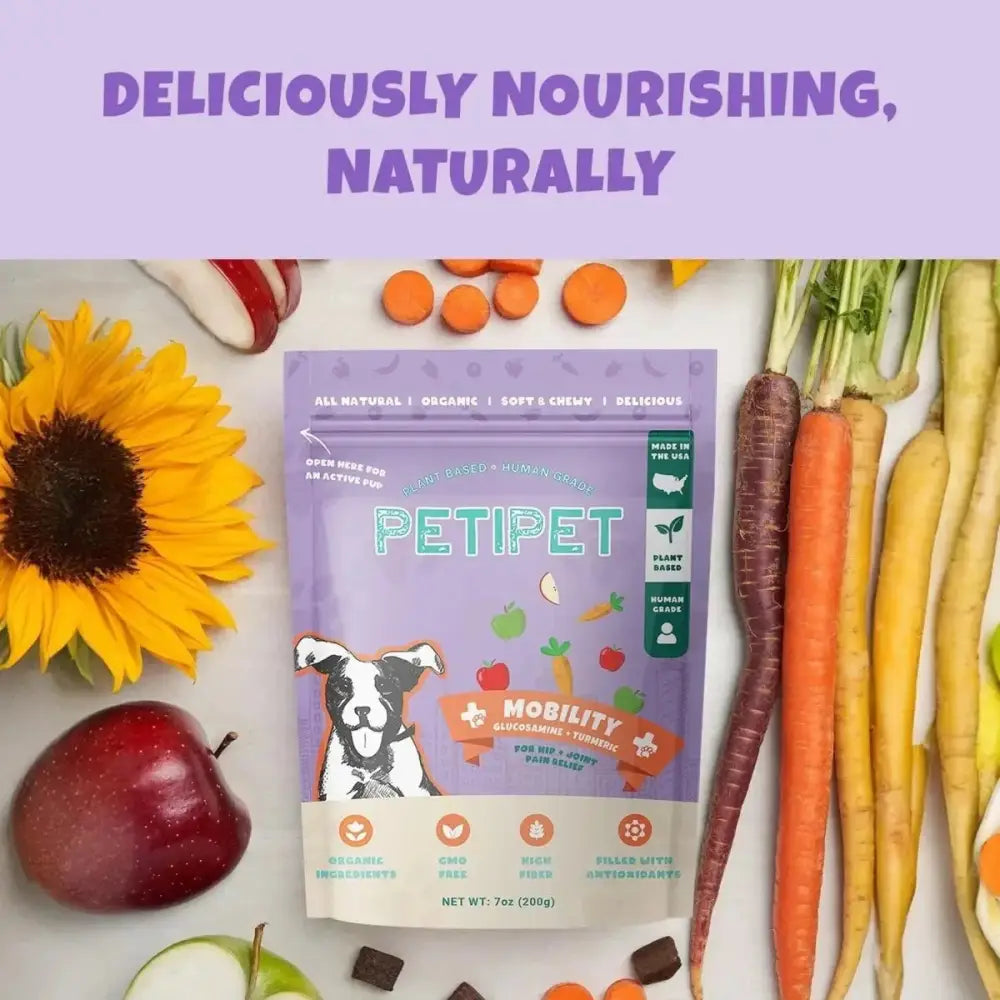 PETIPET Mobility Bites with Glucosamine + Turmeric Apple & Carrot Flavored Soft Chew Hip & Joint Supplement for Dogs 7oz - Talis Us