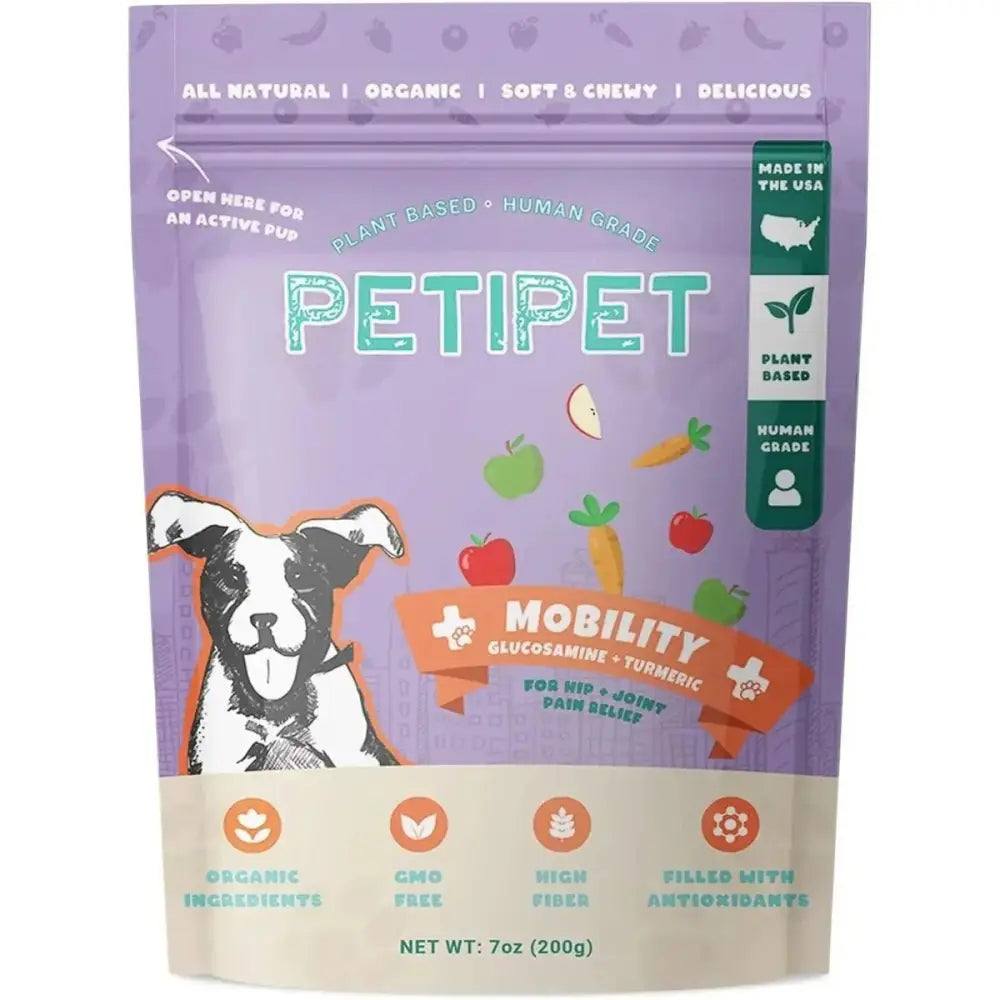 PETIPET Mobility Bites with Glucosamine + Turmeric Apple & Carrot Flavored Soft Chew Hip & Joint Supplement for Dogs 7oz - Talis Us
