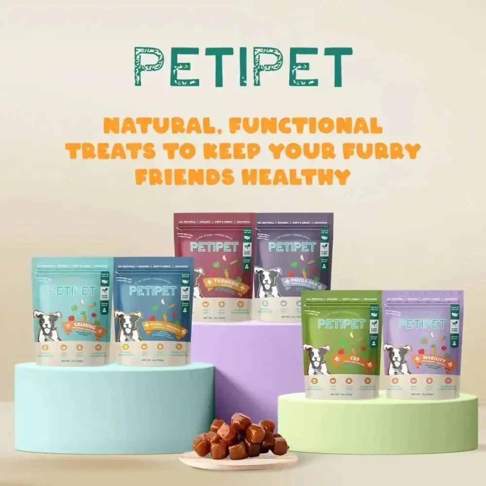 PETIPET Omega DHA Bites with Marine Algae DHA + EPA Apple & Carrot Flavored Soft Chew Brain & Heart Health Supplement for Dogs 7oz - Talis Us