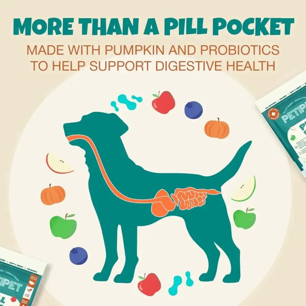 PETIPET Pill Press Dog Treats - Easy Capsule & Tablet Hider - Vegan Chews with Pumpkin & Probiotics 7oz - Talis Us