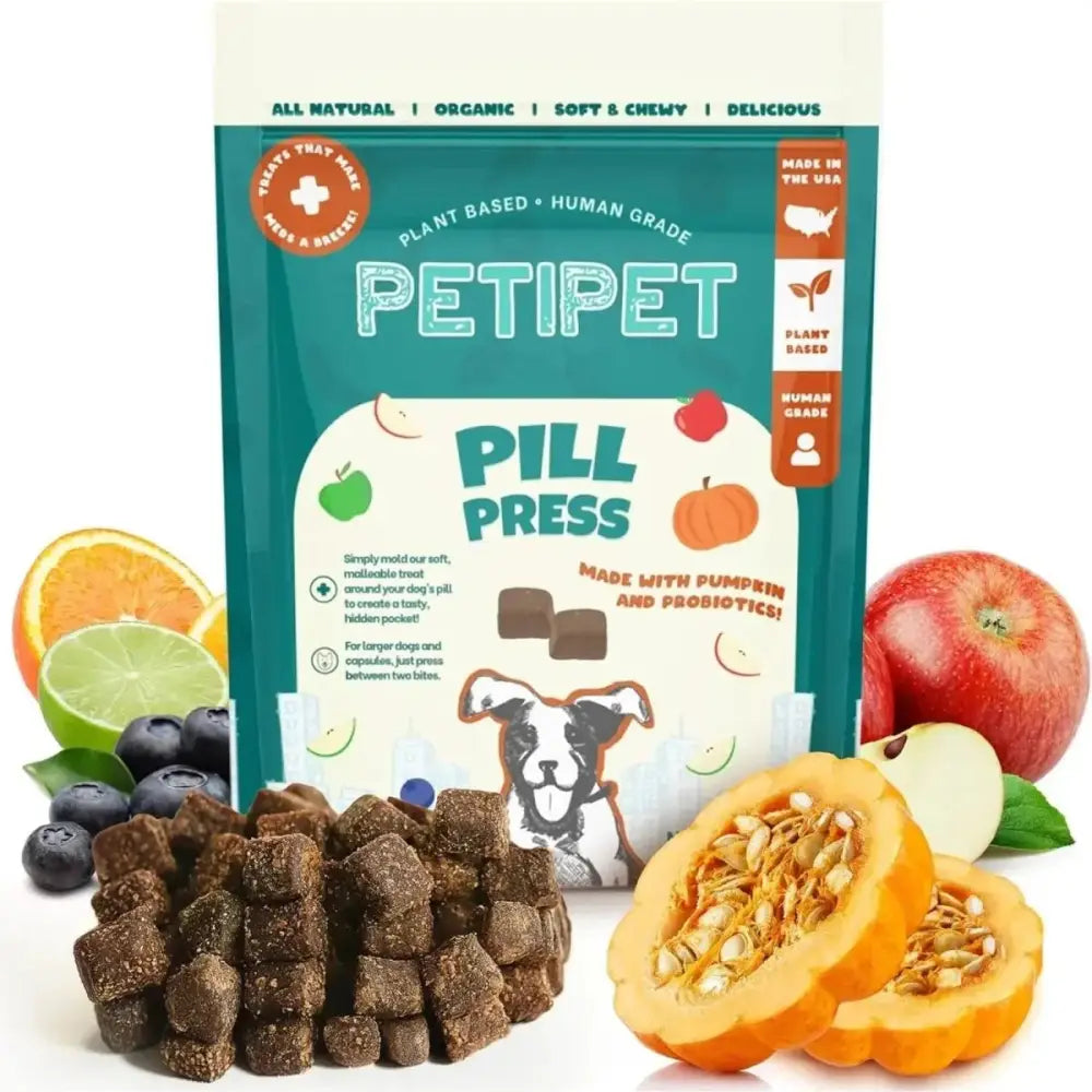 PETIPET Pill Press Dog Treats - Easy Capsule & Tablet Hider - Vegan Chews with Pumpkin & Probiotics 7oz - Talis Us