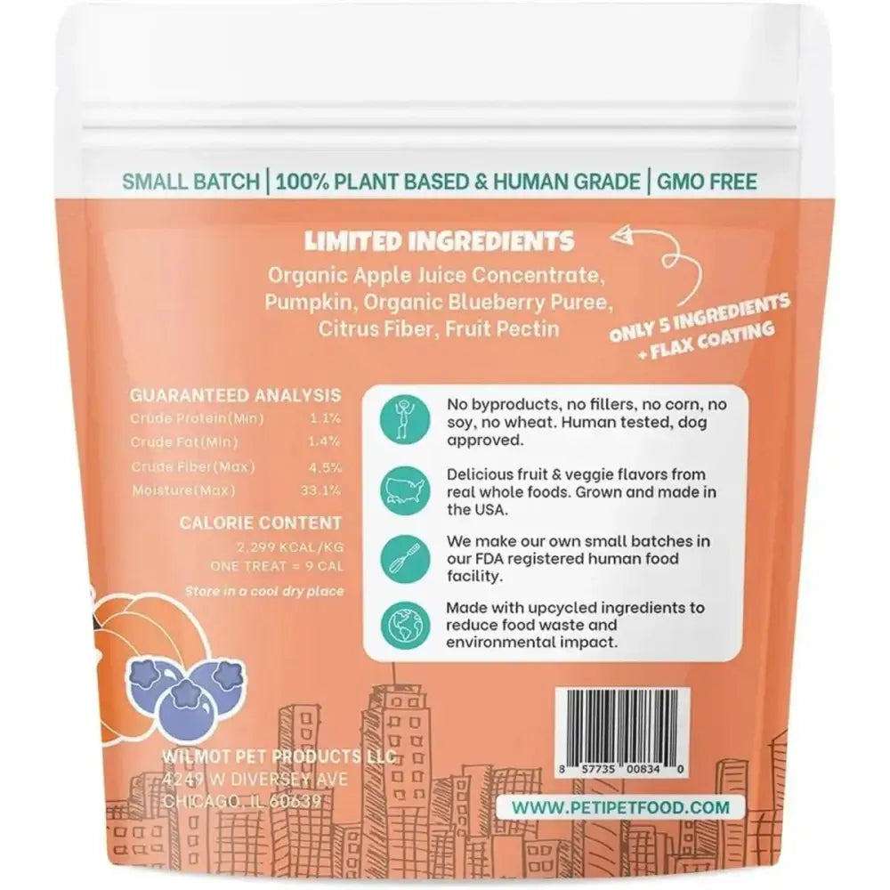 PETIPET Pumpkin Fruit + Veggie Bites Gluten - Free Adult Soft & Chewy Dog Treats 5oz - Talis Us