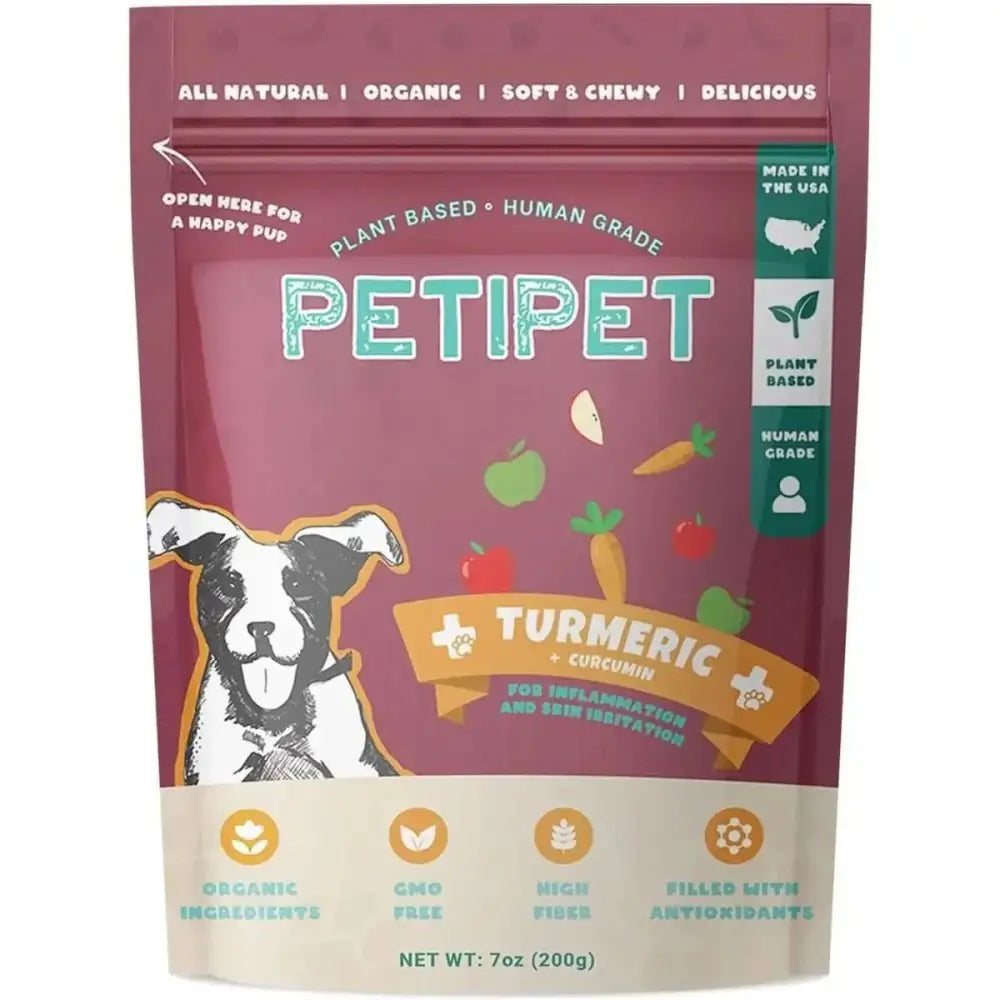 PETIPET Turmeric Bites + Curcumin Apple & Carrot Flavored Soft Chew Anti - Inflammatory Supplement for Dogs 7oz - Talis Us