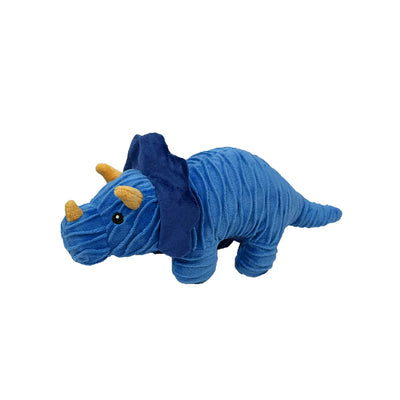 Petlou Groovyz dog toy in the shape of a blue dinosaur for playful dogs