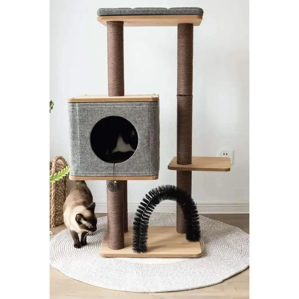 PetPals Elevate, Brown, Paper Rope Posts, Particle Board, Jute Fabric, 3 Level Activity Cat Tree PetPals Group