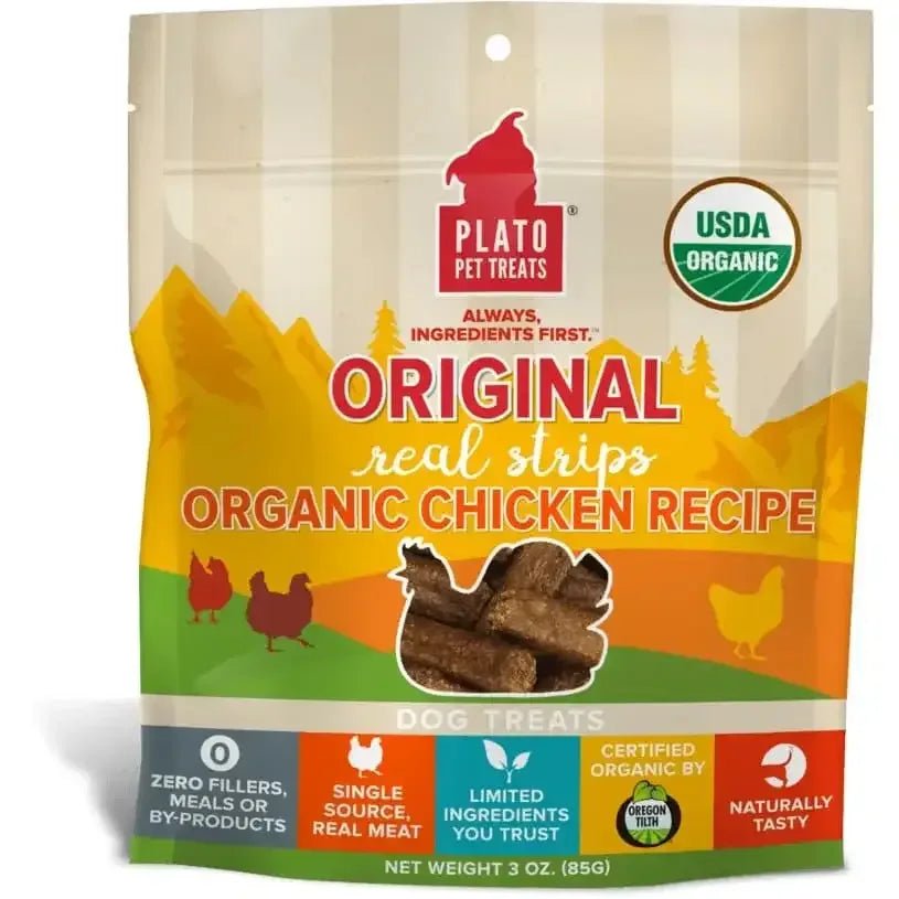 Plato Original Real Strips Organic Chicken Dog Treats - Talis Us