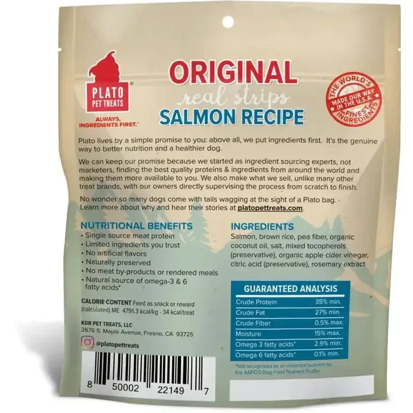 Plato Original Real Strips Salmon Dog Treats - Talis Us