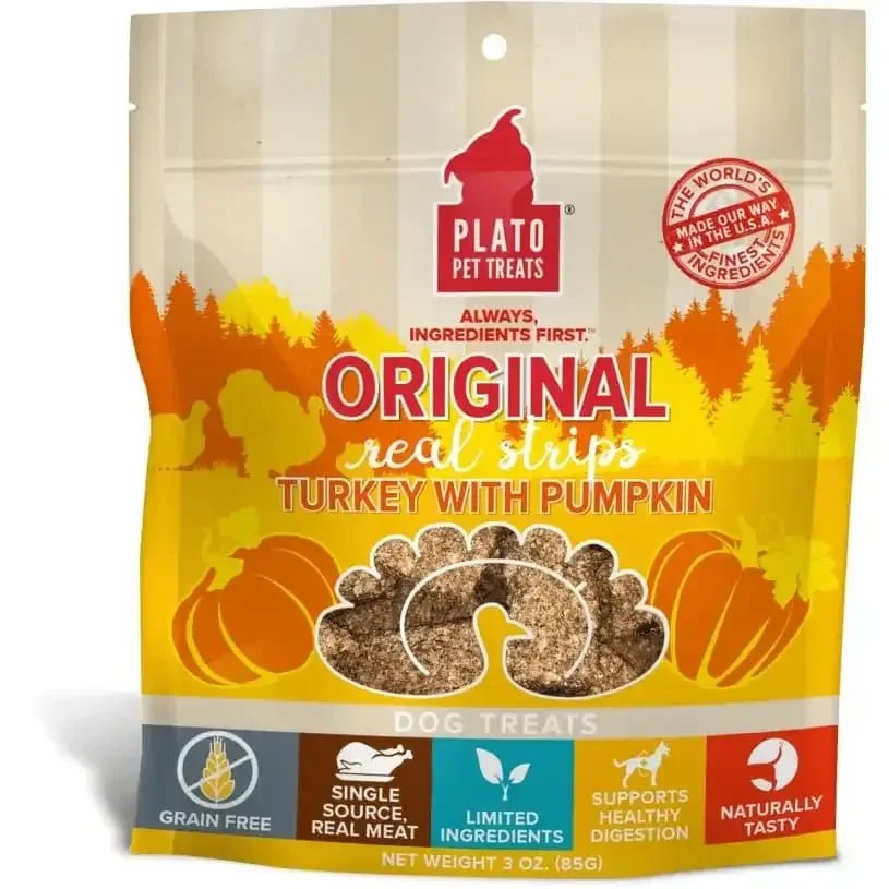 Plato Original Real Strips Turkey & Pumpkin Dog Treats - Talis Us