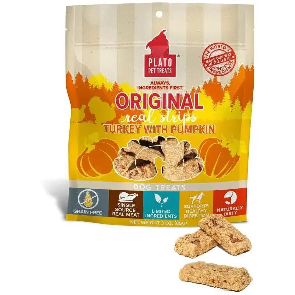 Plato Original Real Strips Turkey & Pumpkin Dog Treats - Talis Us