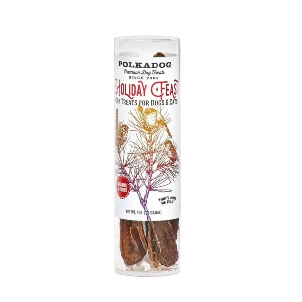 Polka Dog Holdiay Tube Holiday Feast Pork Kidney Dog Cat Treats 4oz - Talis Us