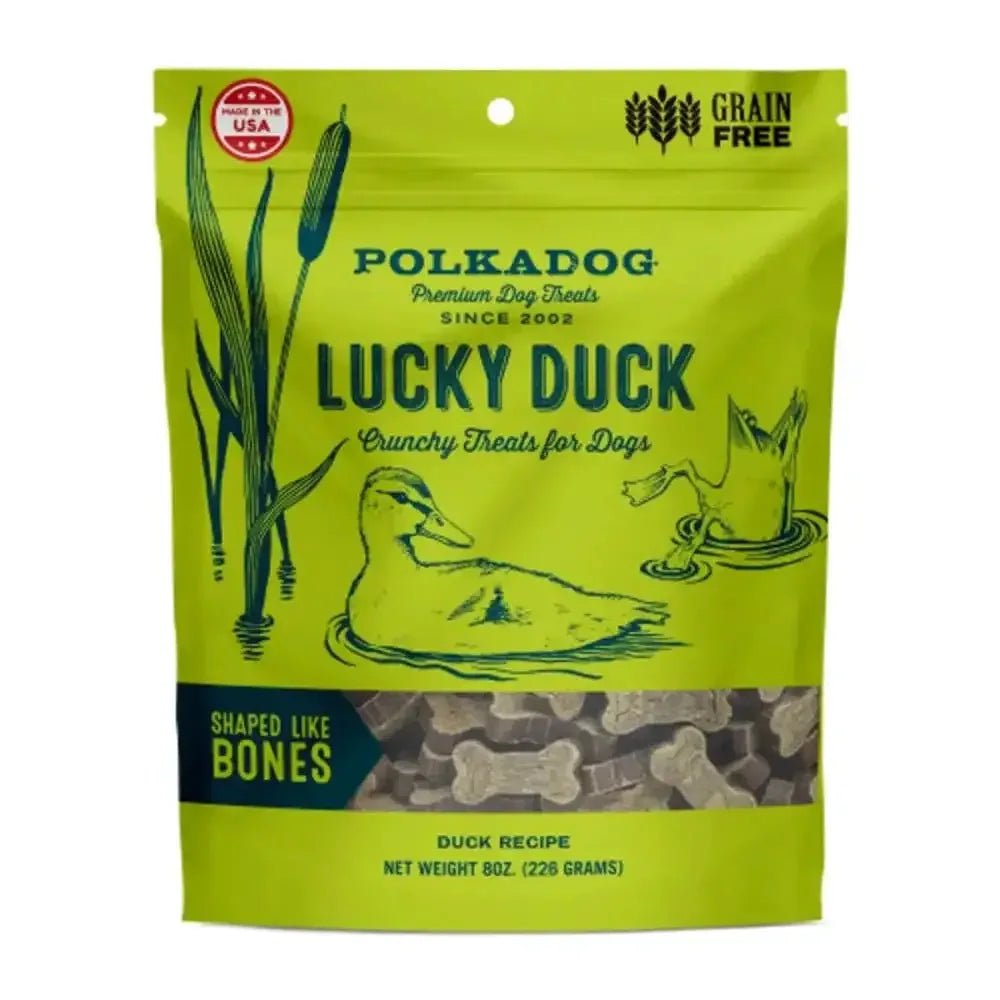 Polka Dog Lucky Duck Bone Shaped Dog Treats 8oz Bag - Talis Us