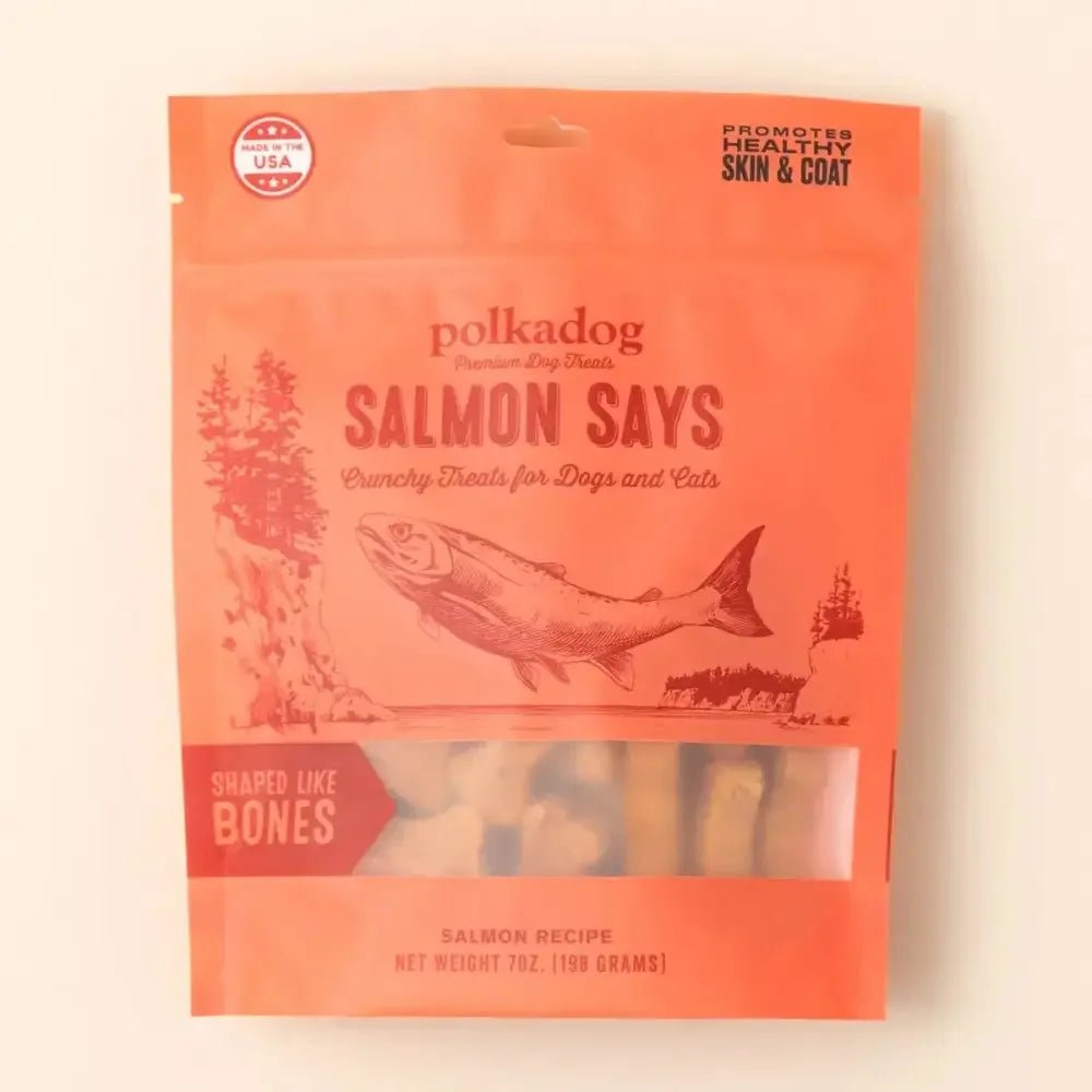 Polka Dog Salmon Says Bone Shaped Dog & Cat Treats - Talis Us