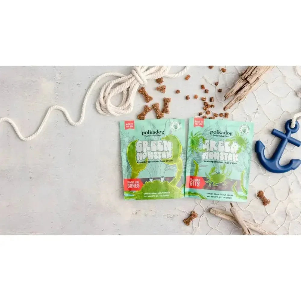 Polkadog Green Monstah Bone Shaped Crunchy Dog and Cat Treats - Talis Us