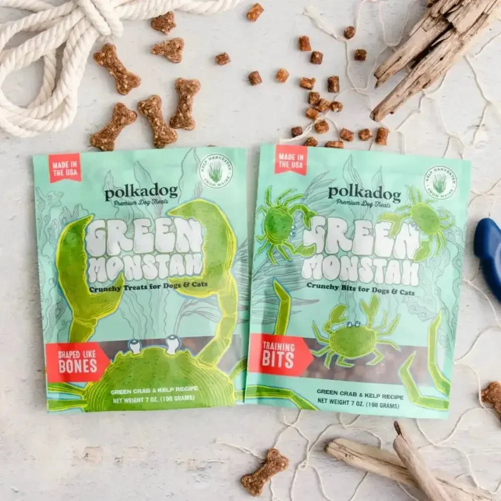 Polkadog Green Monstah Bone Shaped Crunchy Dog and Cat Treats - Talis Us