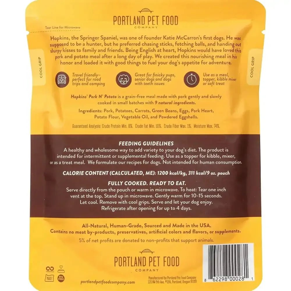 Portland Pet Food Company Hopkins' Pork N' Potato Homestyle Wet Dog Food Topper 8/9oz - Talis Us