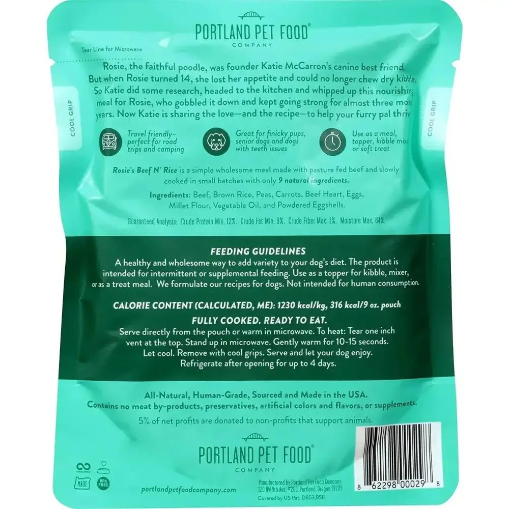 Portland Pet Food Company Rosie's Beef N' Rice Homestyle Wet Dog Food Topper 8/9oz - Talis Us