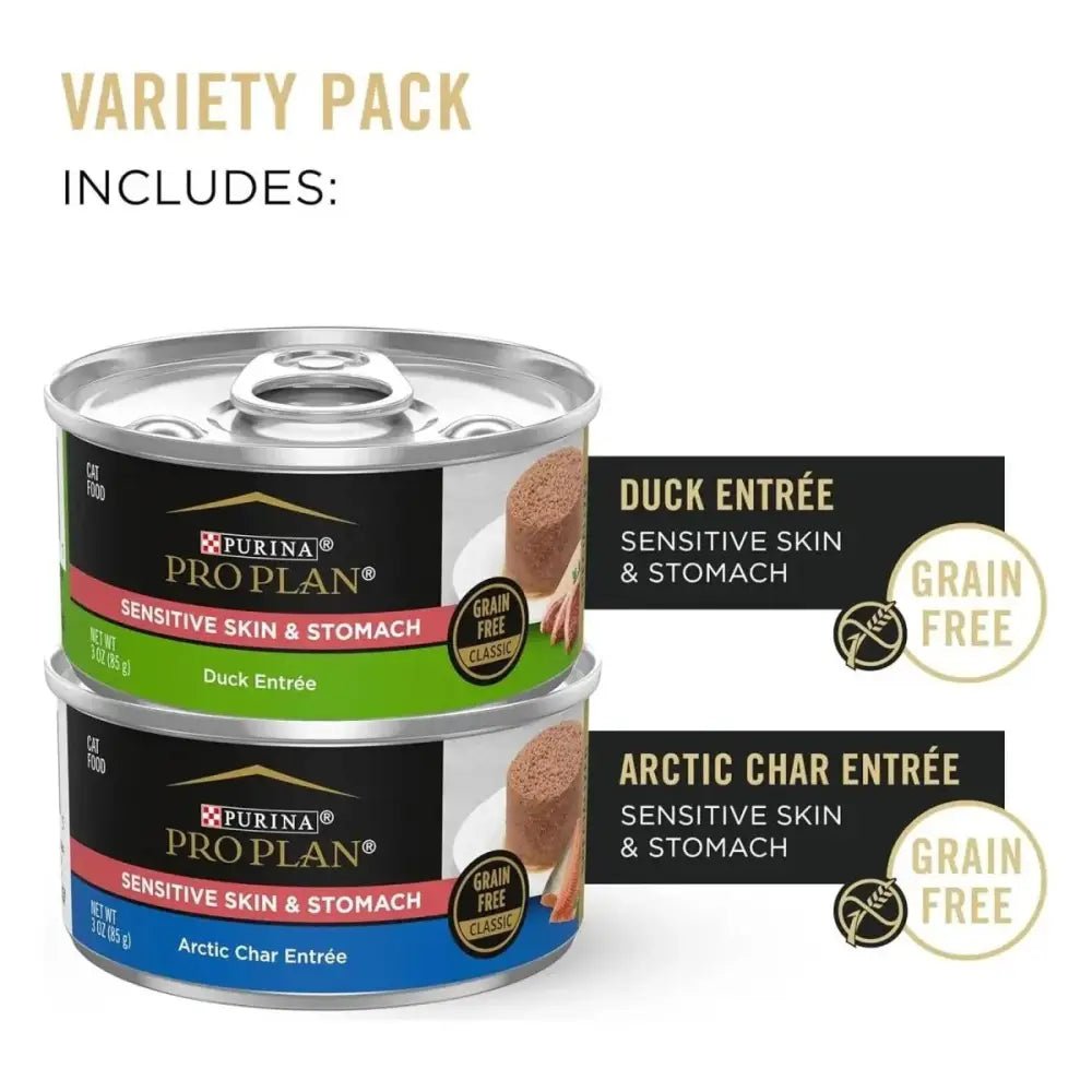 Pro Plan Grain Free Sensitive Skin & Stomach Variety Pack Adult Wet Cat Food 24 / 3 oz - Talis Us