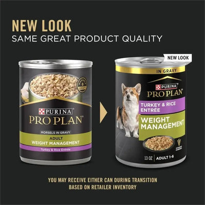 Pro Plan Weight Management Turkey & Rice Morsels in Gravy Adult Wet Dog Food 12 / 13 oz - Talis Us