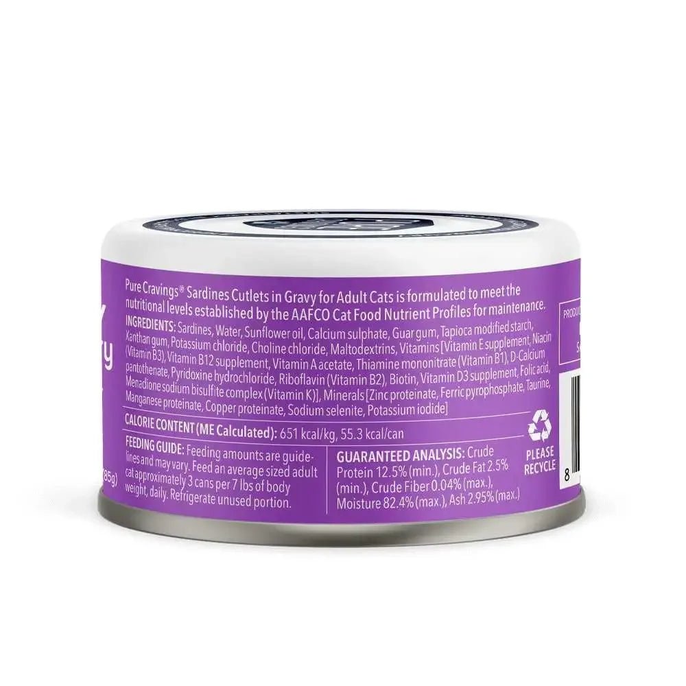Pure Cravings Innovative New Pet Brand Wild Sardines Cutlets in Gravy Cutlets in Gravy Wet Cat 12pk / 3oz - Talis Us