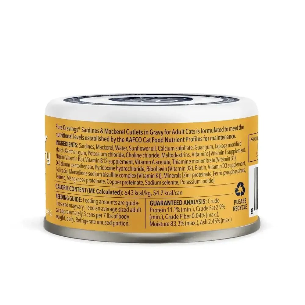 Pure Cravings Innovative New Pet Brand Wild Sardines & Mackerel, Cutlets in Gravy Wet Cat Food - Talis Us
