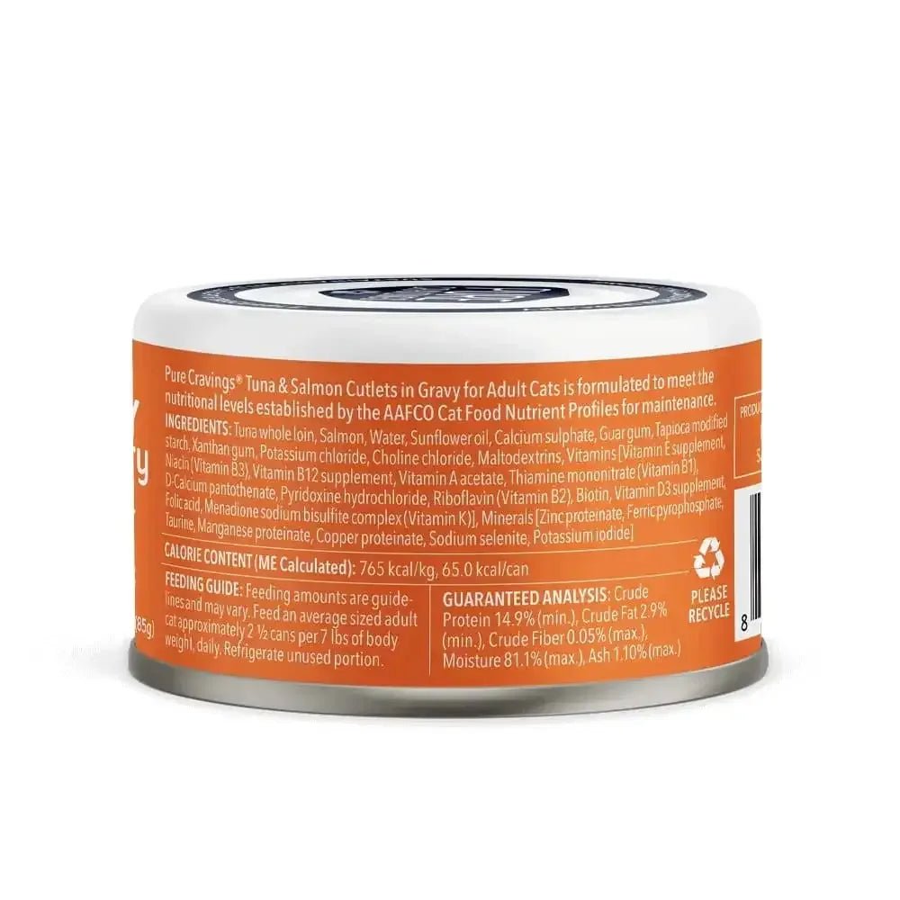 Pure Cravings Innovative New Pet Brand Wild Tuna & Salmon, Cutlets in Gravy Cutlets in Gravy Wet Cat - Talis Us