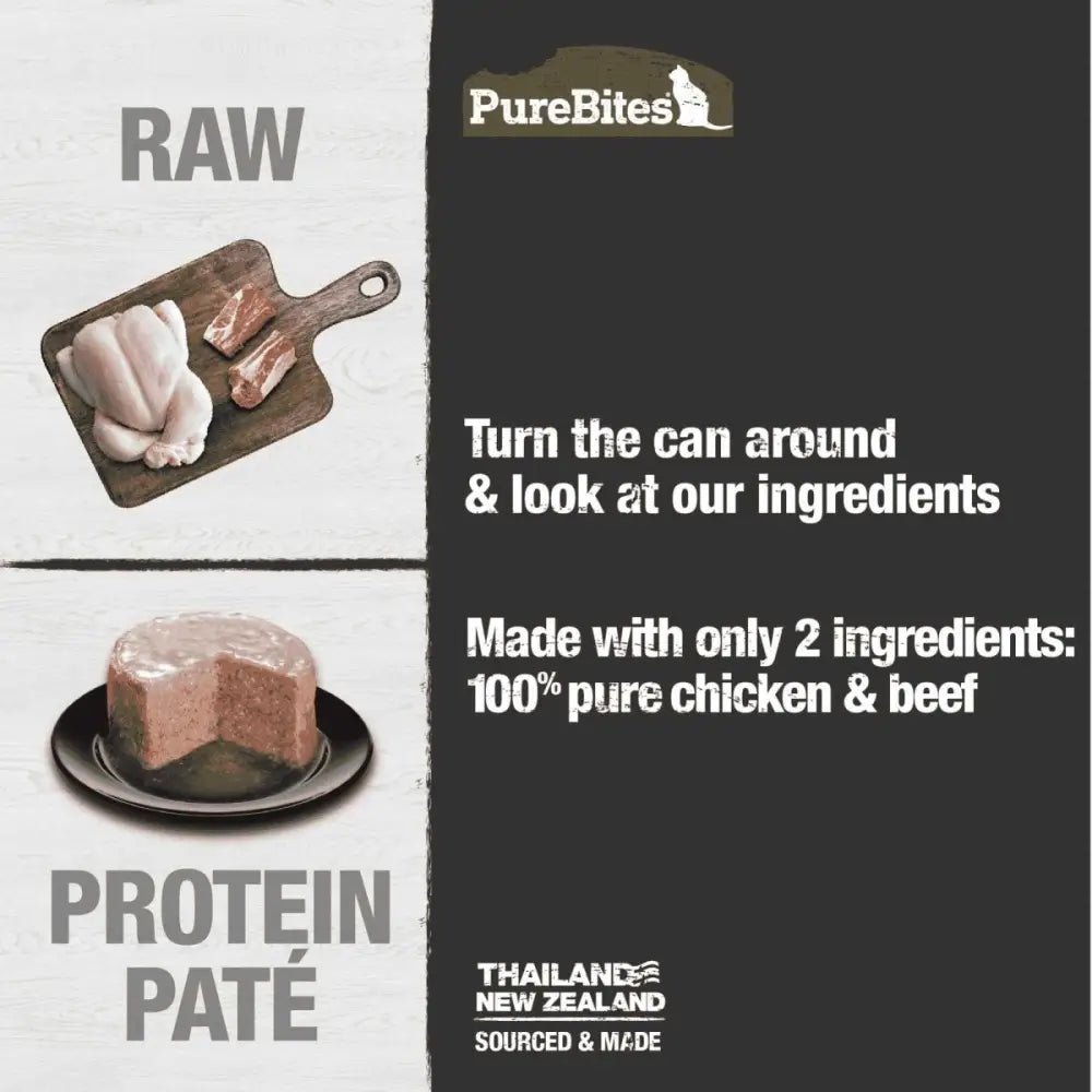 PureBites 100% Pure Chicken & Beef Pure Protein Pate Cat Food12 / 2.5 oz - Talis Us