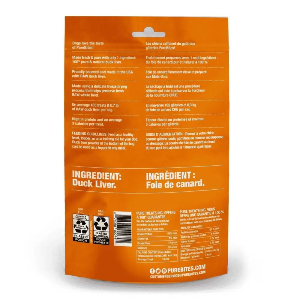 PureBites Duck Liver Freeze Dried Dog Treats 2.6 oz - Talis Us